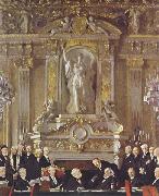 Sir William Orpen A Peace Conference at the Zuai d Orsay oil on canvas